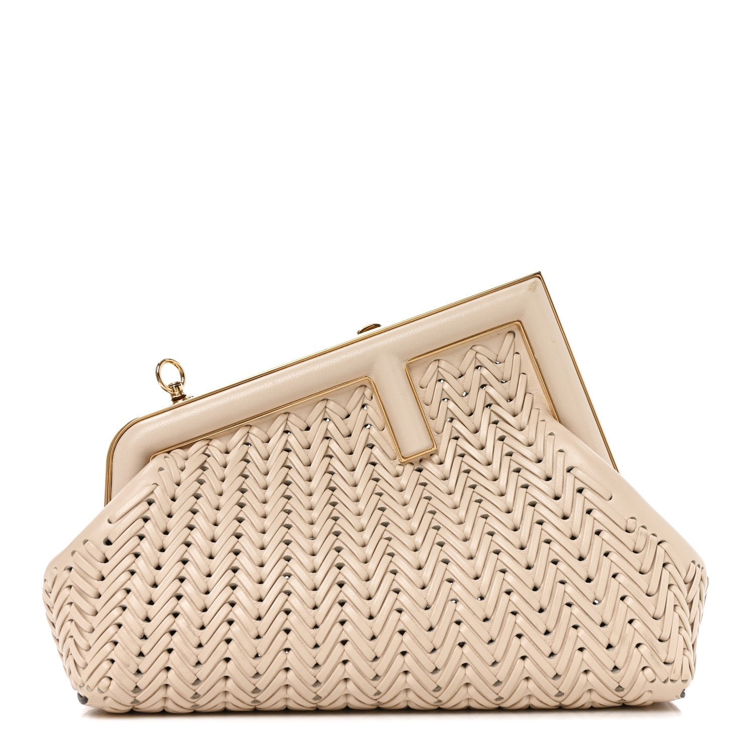 Fendi Vitello Grace Intreccio Nappa Small Fendi First Poudre