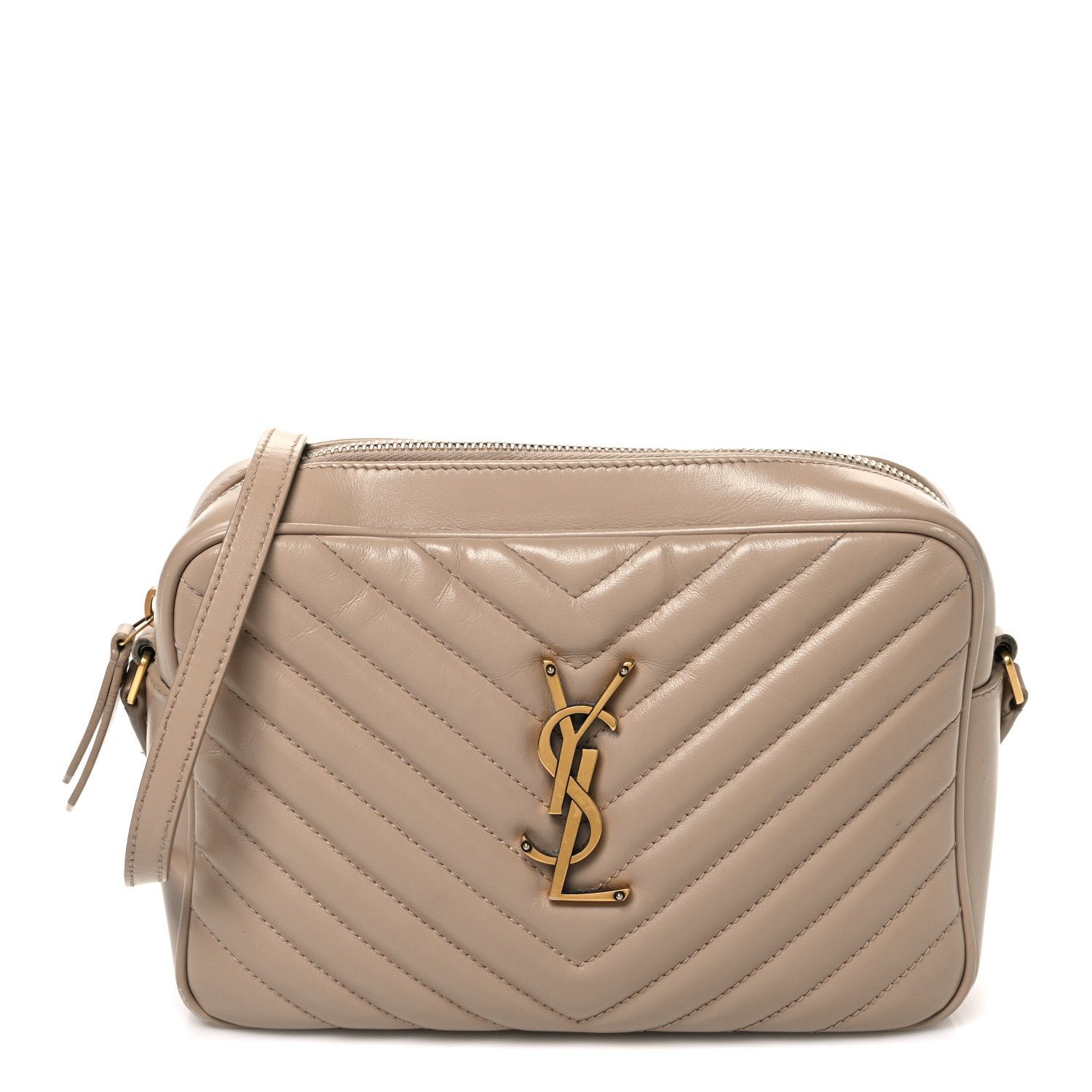 Saint Laurent Calfskin Matelasse Monogram Lou Camera Bag Dark Latte