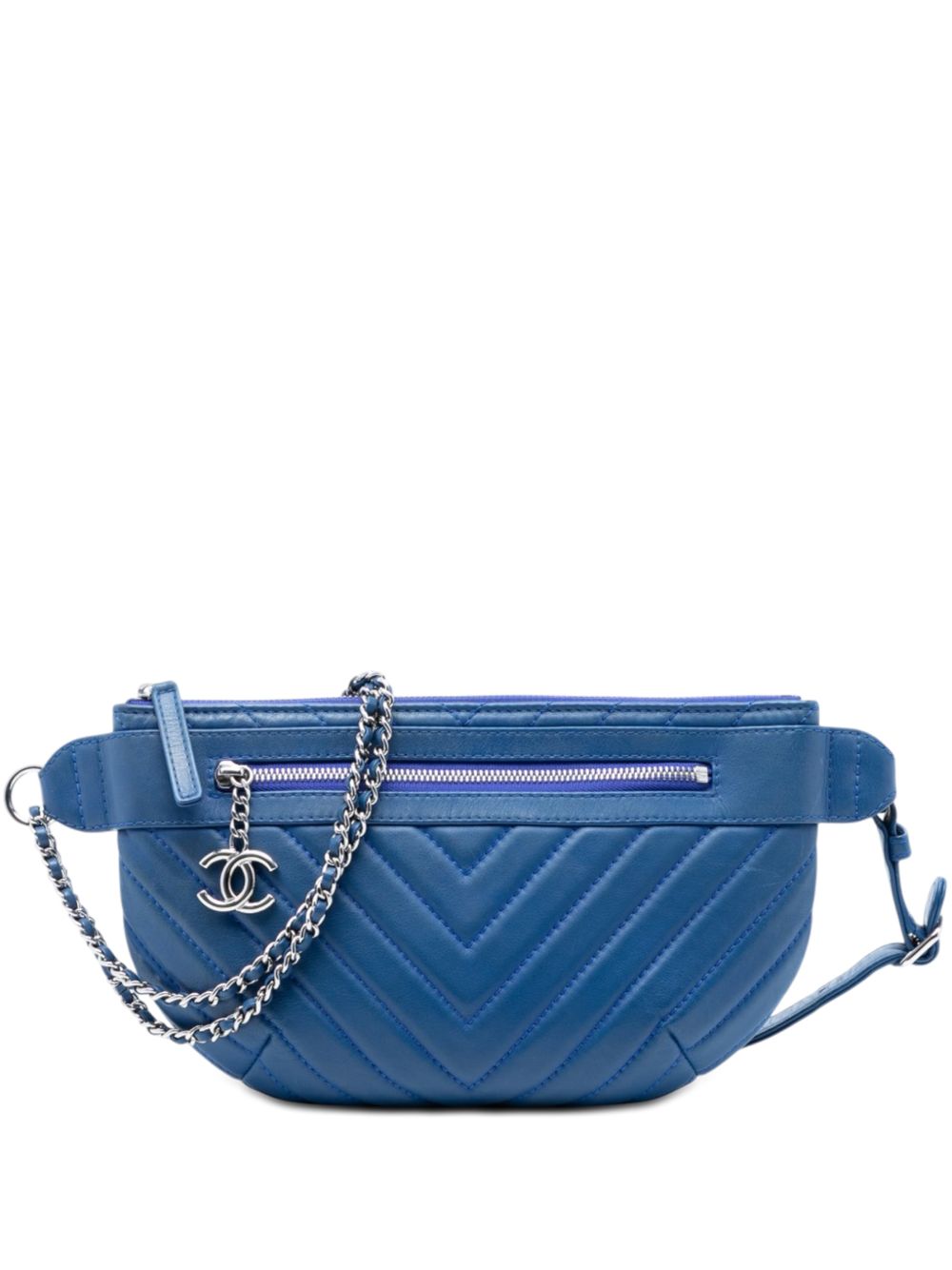 2018-2019 CC Chevron Lambskin Top Zip Belt Bag shoulder bag
