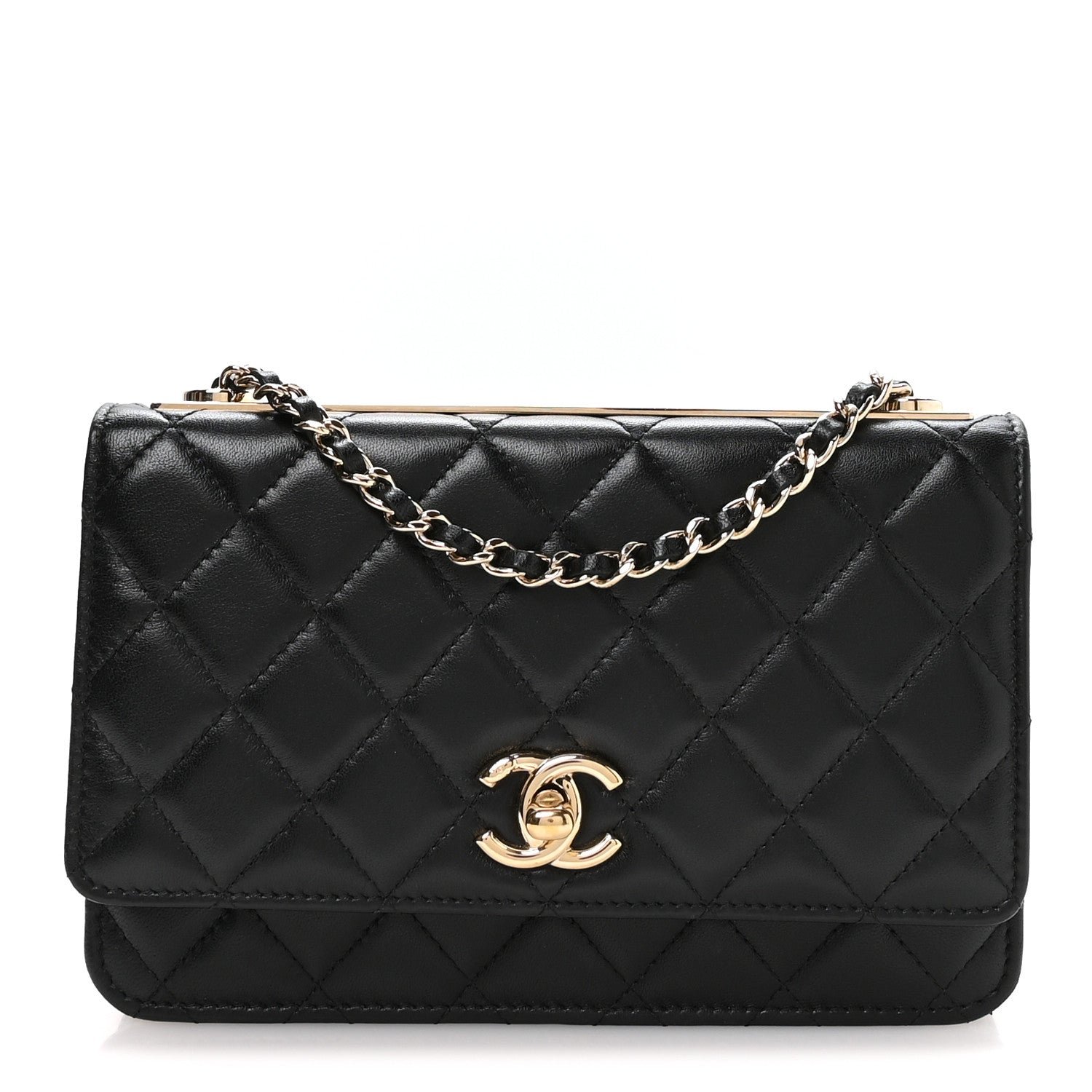 Chanel Lambskin Quilted Trendy CC Wallet On Chain WOC Black