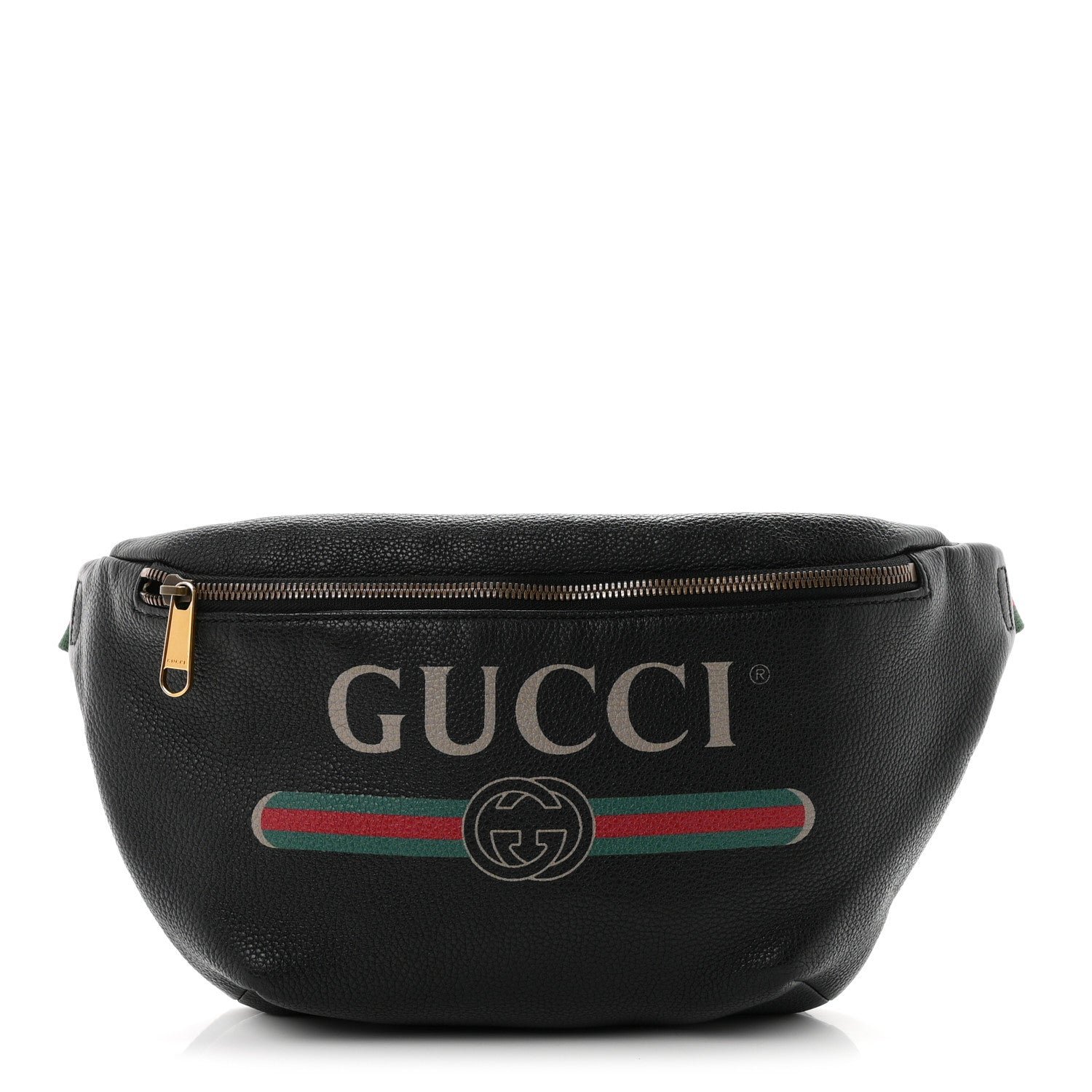 Gucci Grained Calfskin Logo Belt Bag Black