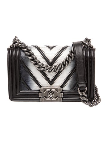 Small Chevron Lizard Boy Bag