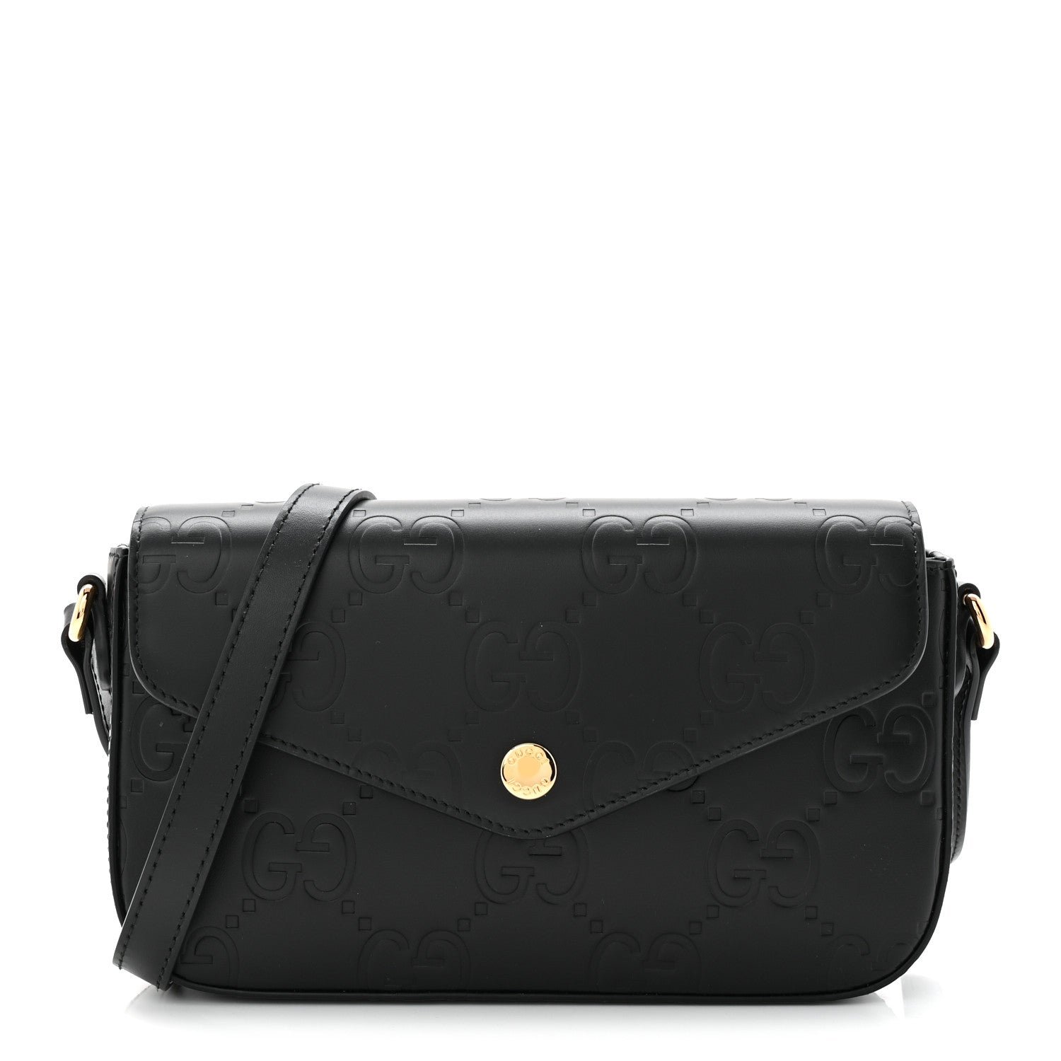 Gucci Gilbert Calfskin GG Super Mini Shoulder Bag Black