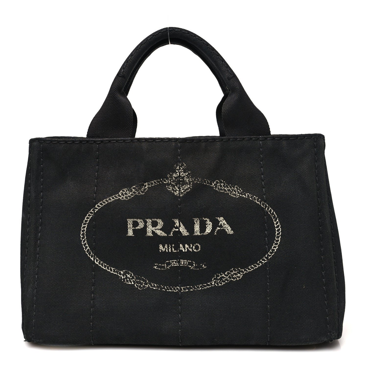 Prada Denim Canapa Logo Tote Black