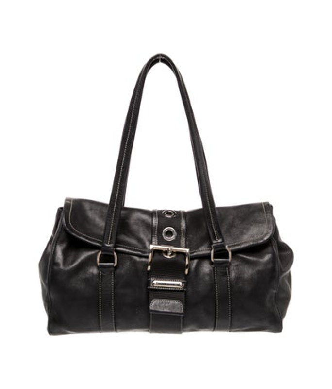 Prada Enameled Metal Triangle Buckle Bag