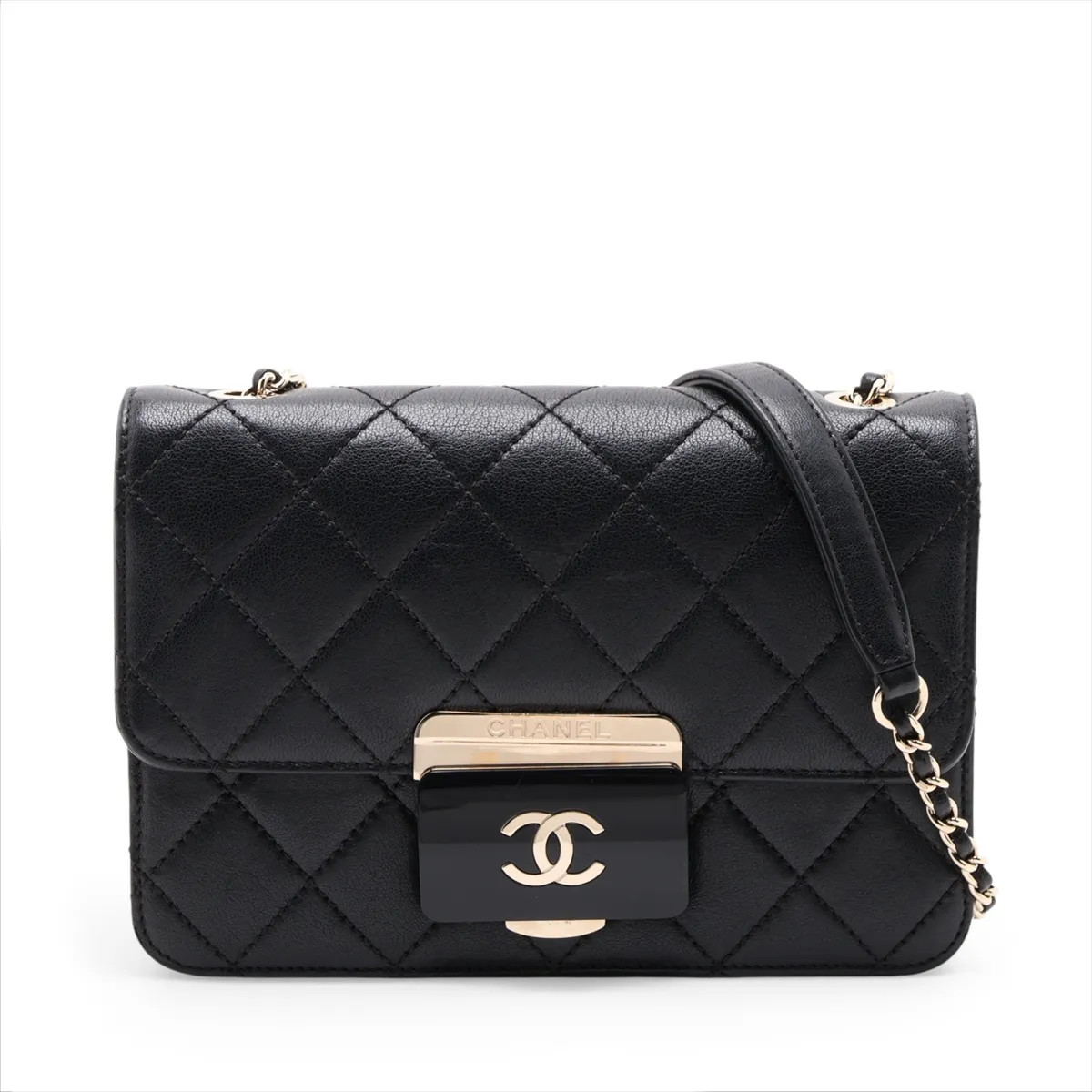 Chanel Matelasse Leather Chain Shoulder Bag BEAUTY ROCK Black Gold Metal Fitting