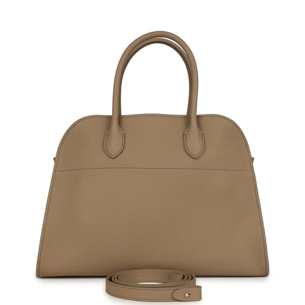 The Row The Row Soft Margaux 12 Bag Dark Taupe Calfskin Silver Hardware