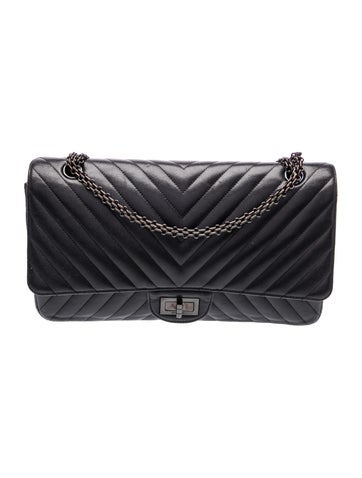 So Black 227 Chevron Reissue Double Flap Bag