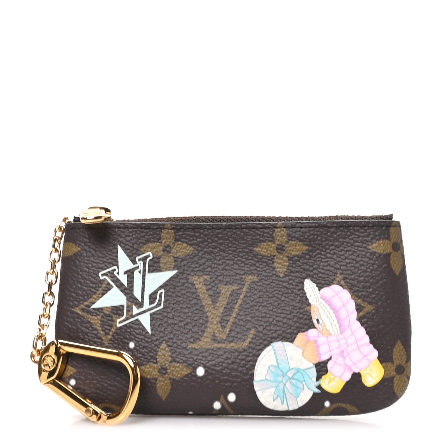 Louis Vuitton Monogram 2025 Christmas Animation Key Pouch Azur Frost