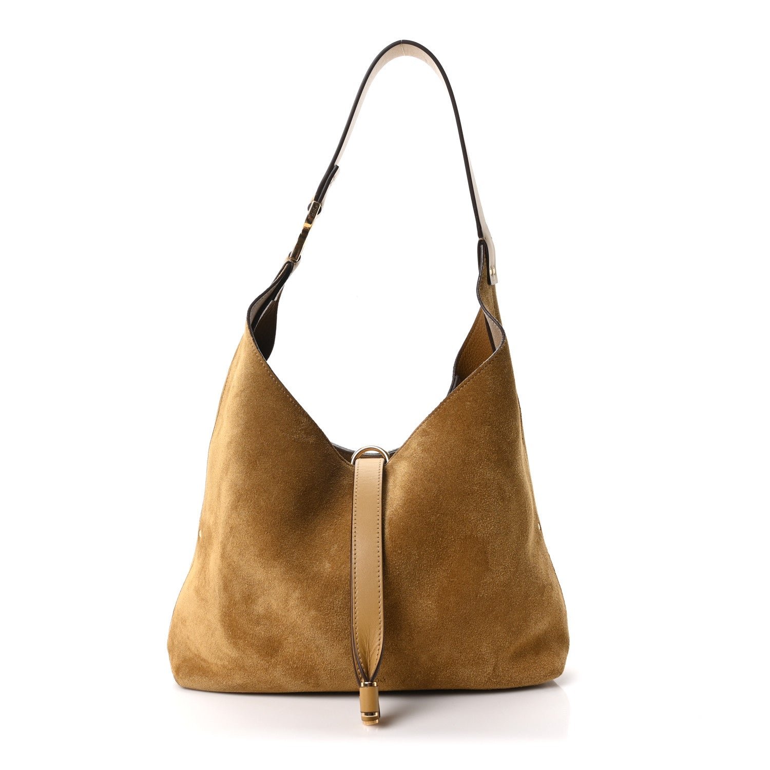 Chloe Suede Calfskin Small Marcie Hobo Bag Gold Khaki