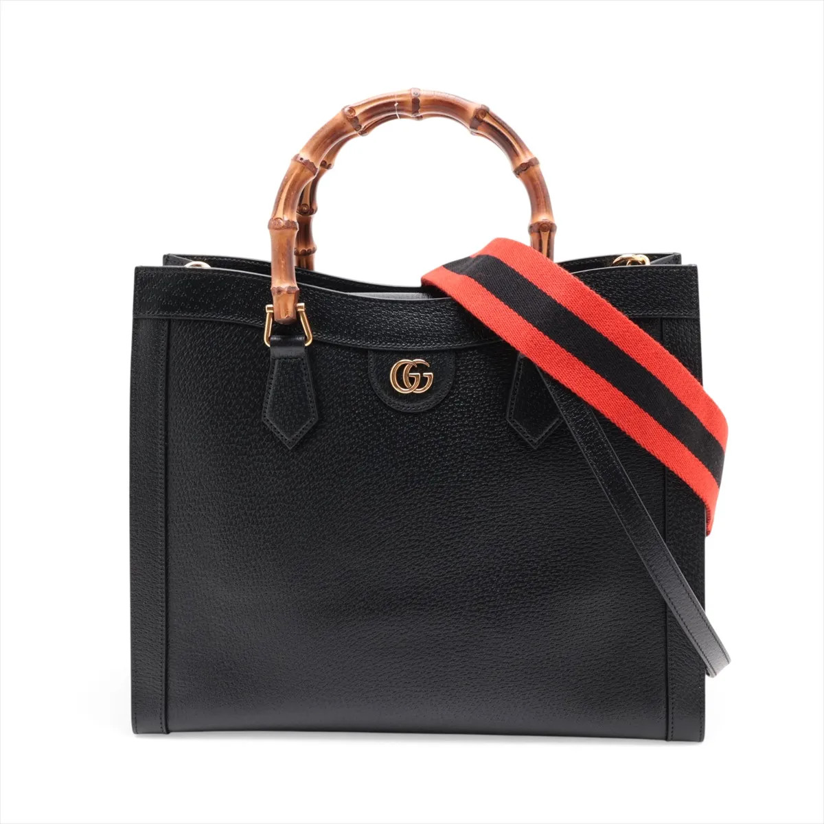 Gucci Bamboo Diana 678842 Leather 2 Way Handbag Black