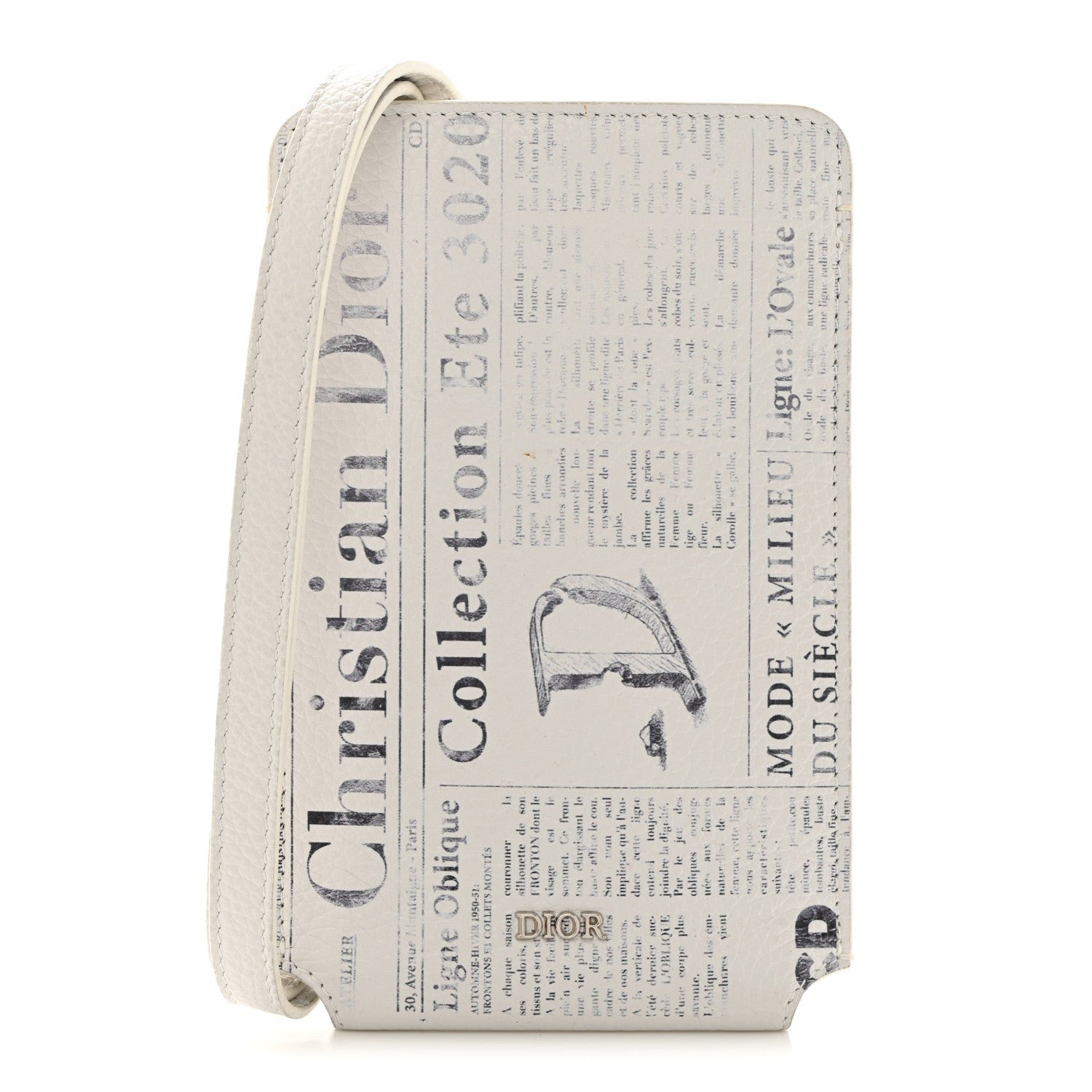Dior X DANIEL ARSHAM Grained Calfskin Newspaper Phone Holder White