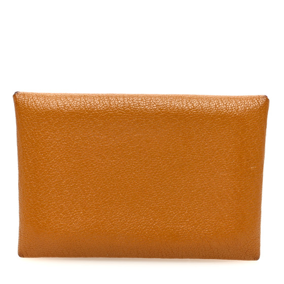 Hermes Chevre Mysore Verso Calvi Card Case Caramel Rose Shocking