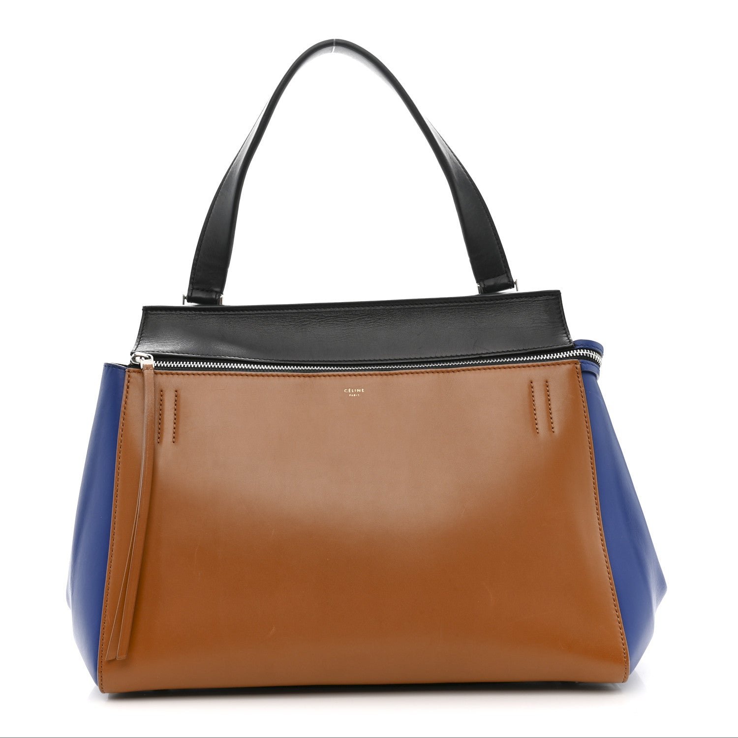 Celine Smooth Calfskin Medium Tri-Color Edge Shoulder Bag Tan