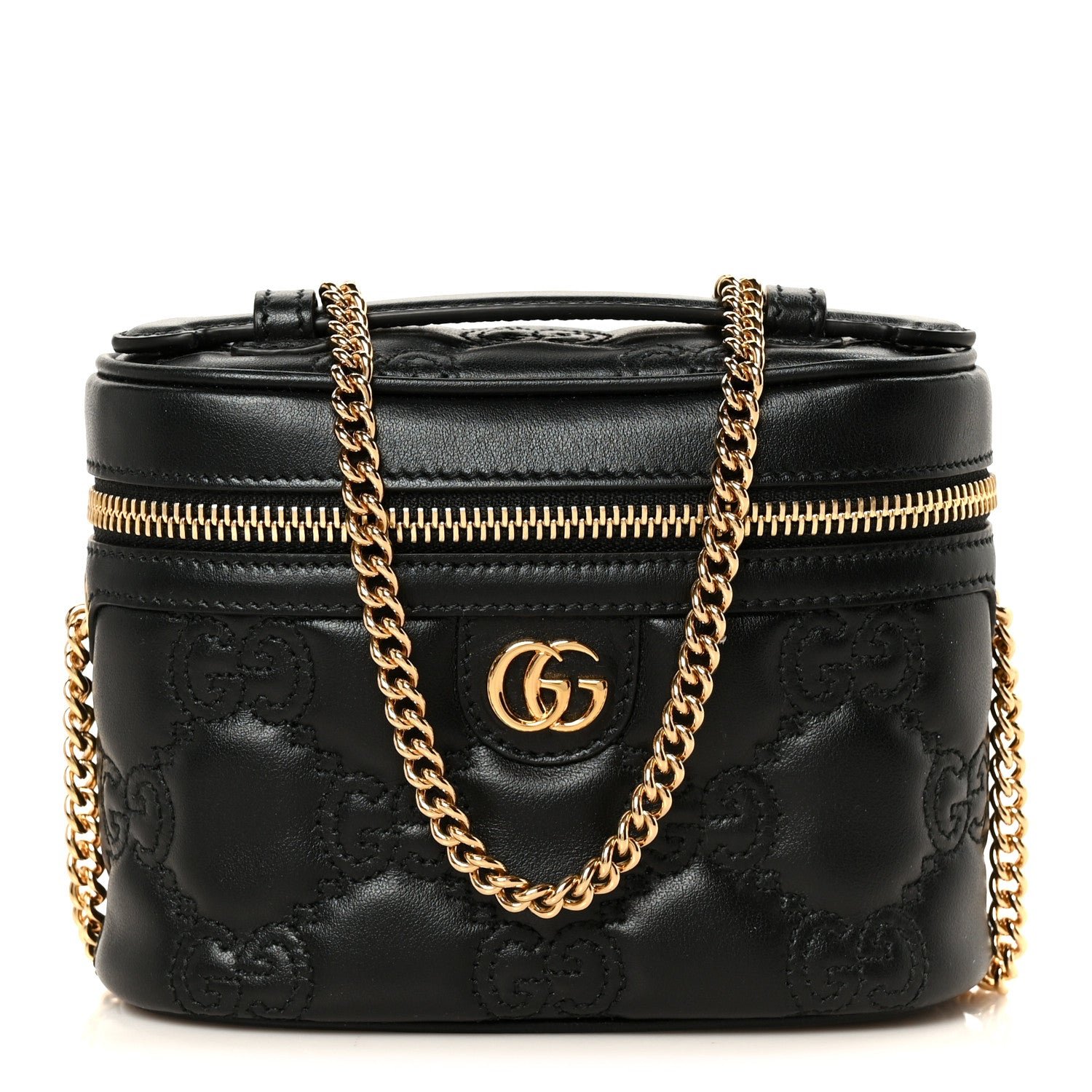 Gucci Calfskin GG Matelasse Mini Top Handle Bag Black