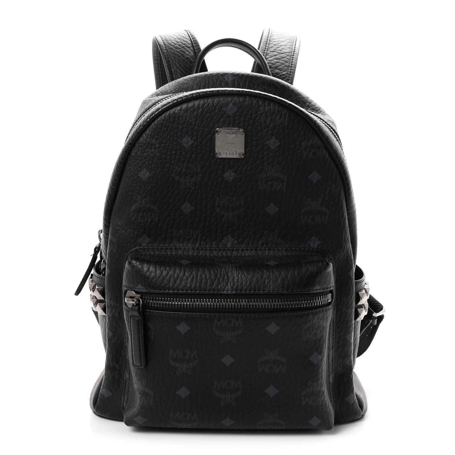 MCM Visetos Medium Side Studs Stark Backpack Black