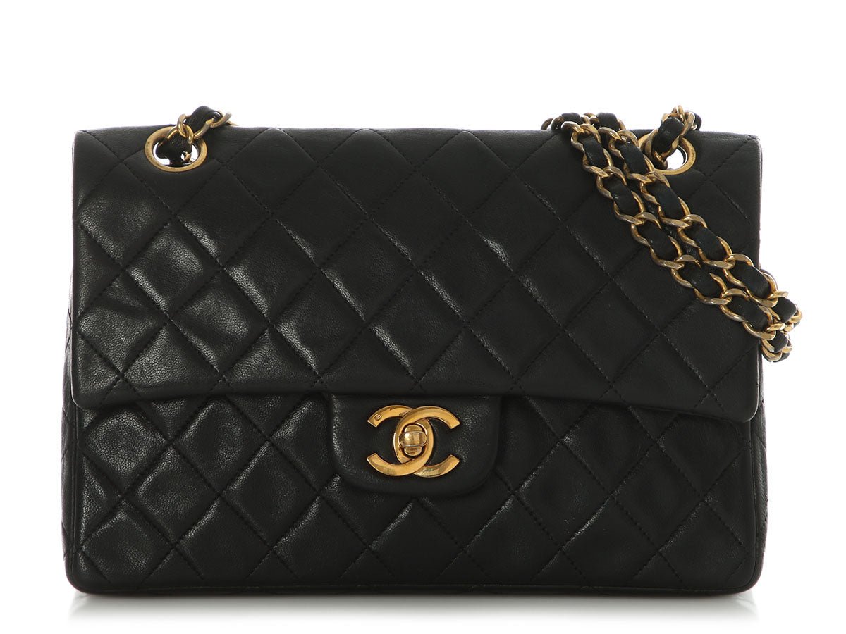 Chanel Vintage Small Black Quilted Lambskin Classic Double Flap