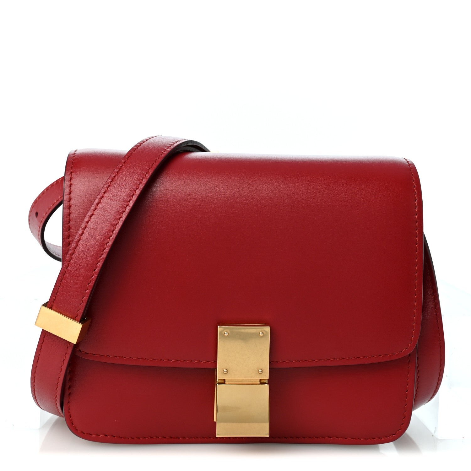 Celine Smooth Calfskin Small Classic Box Flap Bag Red