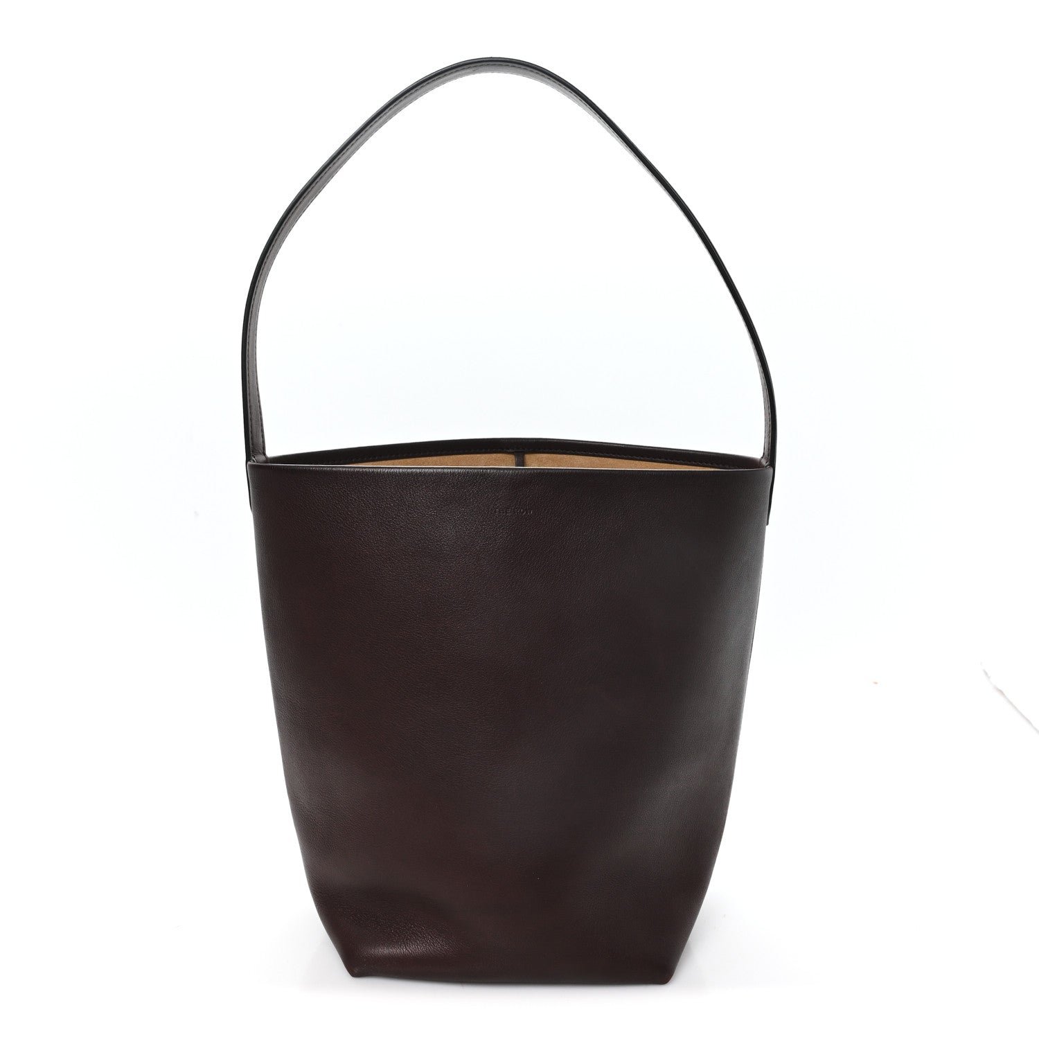 The Row Polished Saddle Calfskin Medium N/S Park Tote Chestnut