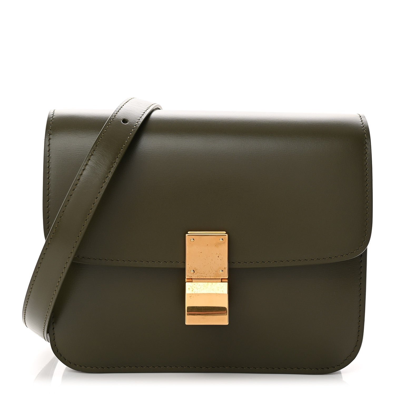 Celine Box Calfskin Teen Classic Box Flap Bag Dark Olive