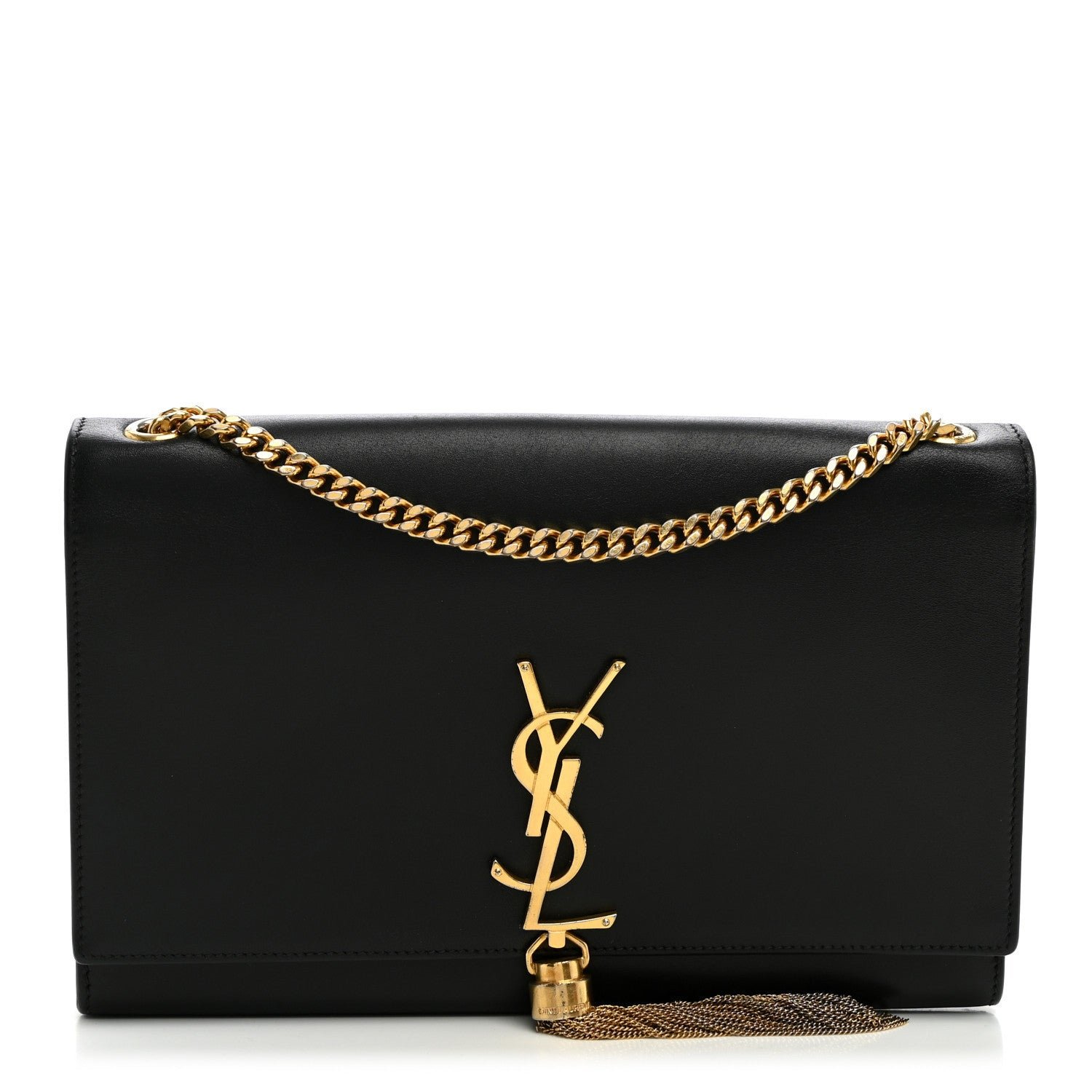Saint Laurent Smooth Calfskin Medium Classic Monogram Kate Tassel Satchel Black