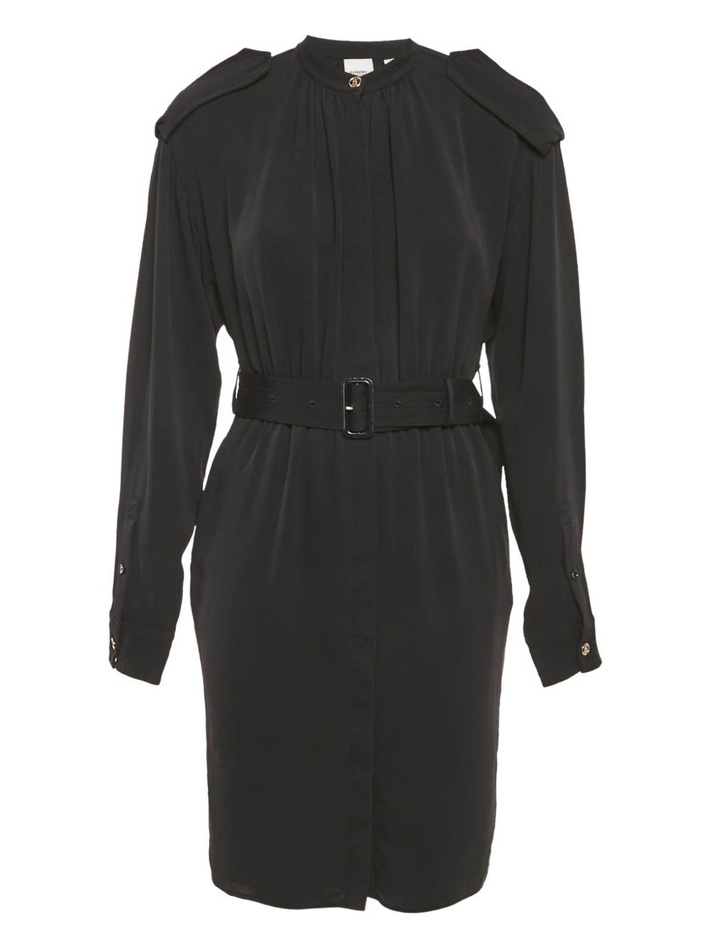 Burberry belted shoulder-padded chiffon midi dress