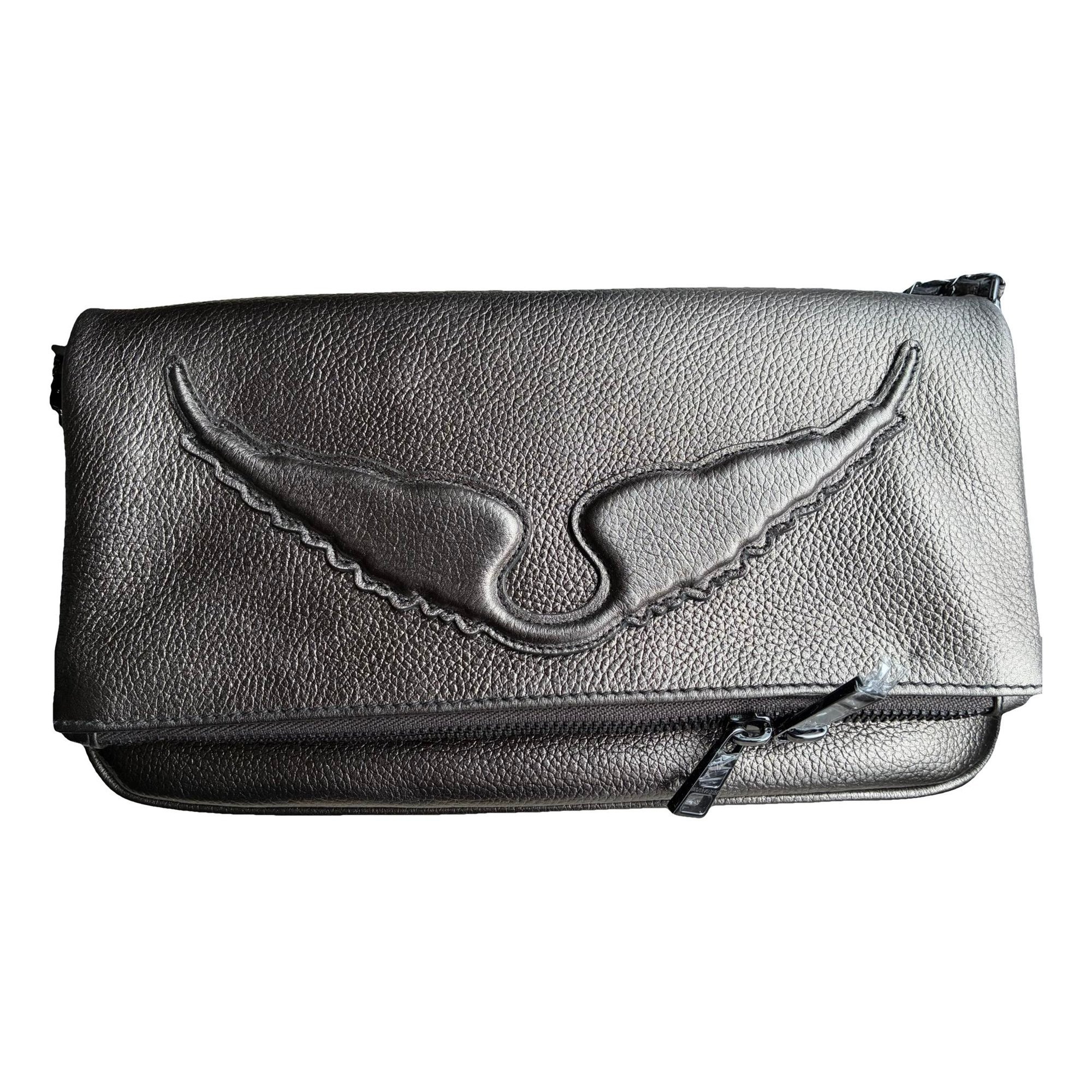 Rock leather clutch bag