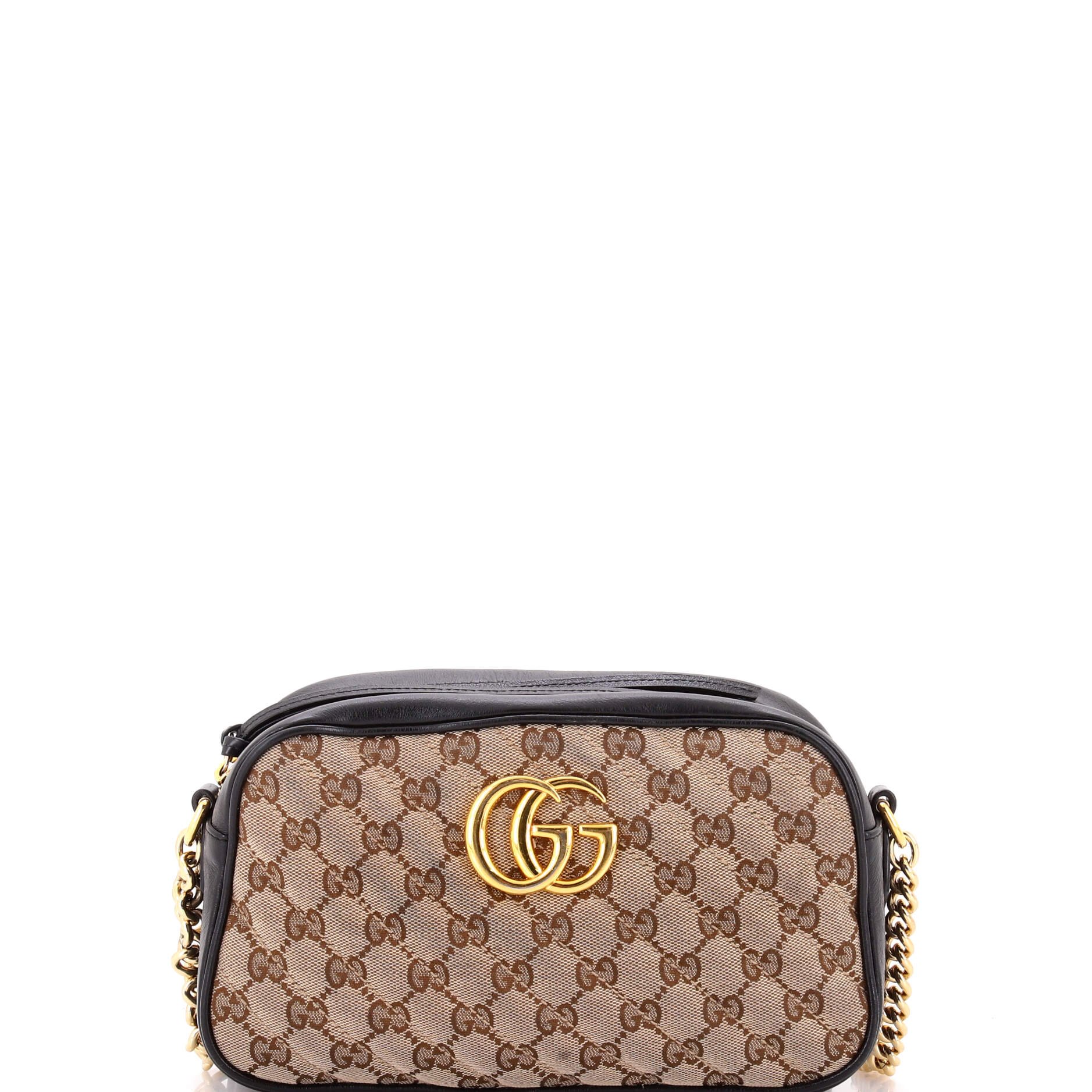 GG Marmont Shoulder Bag Diagonal Quilted GG Canvas with Leather Small