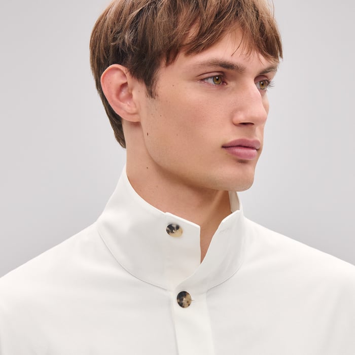 Écru "Pique Plie" Buttoned Jacket