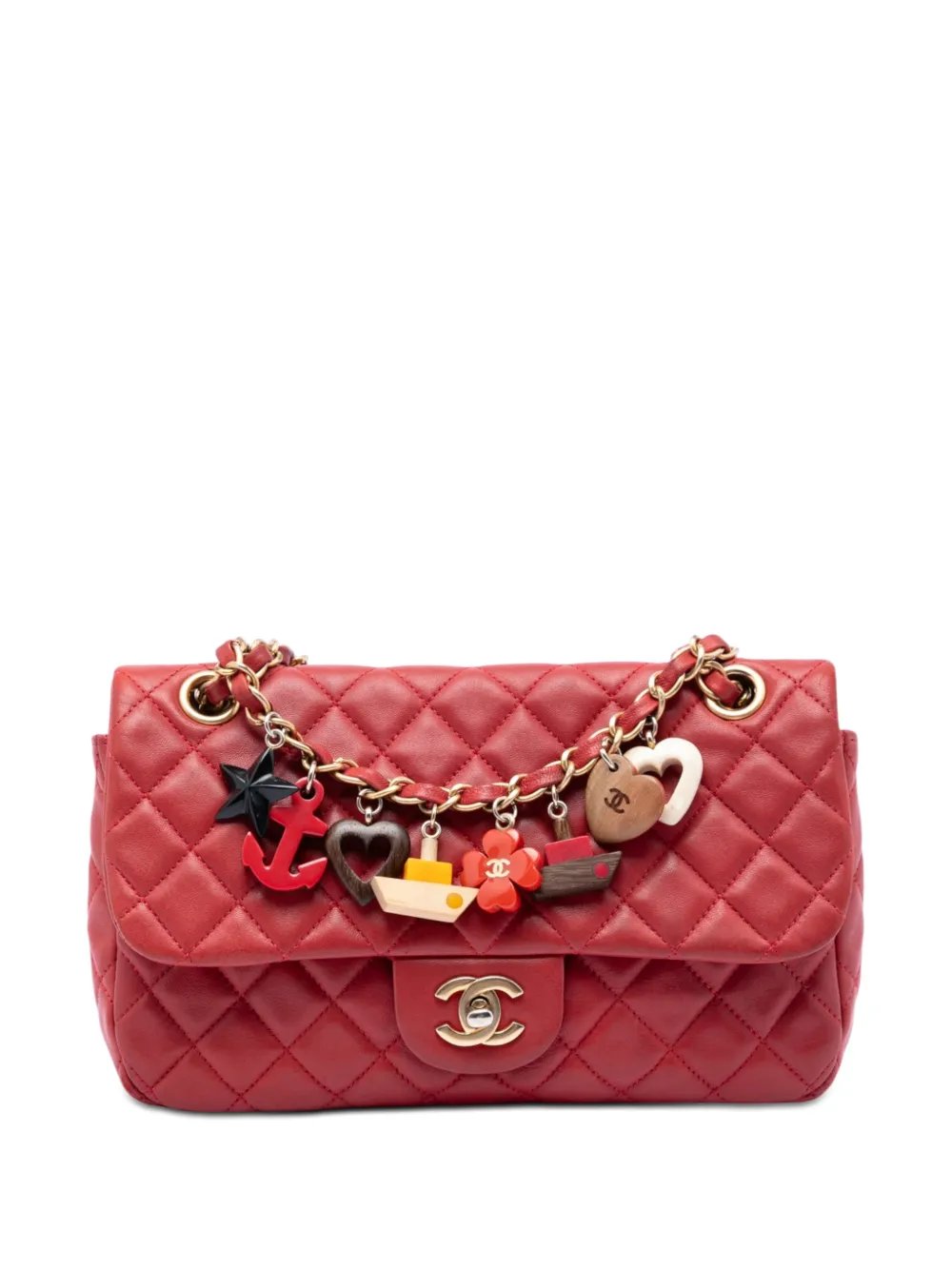 2010-2011 Medium Classic Lambskin Marine Charms Single Flap shoulder bag