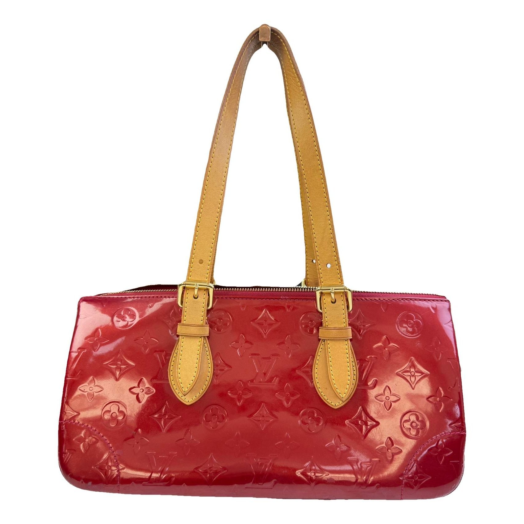 Rosewood patent leather handbag