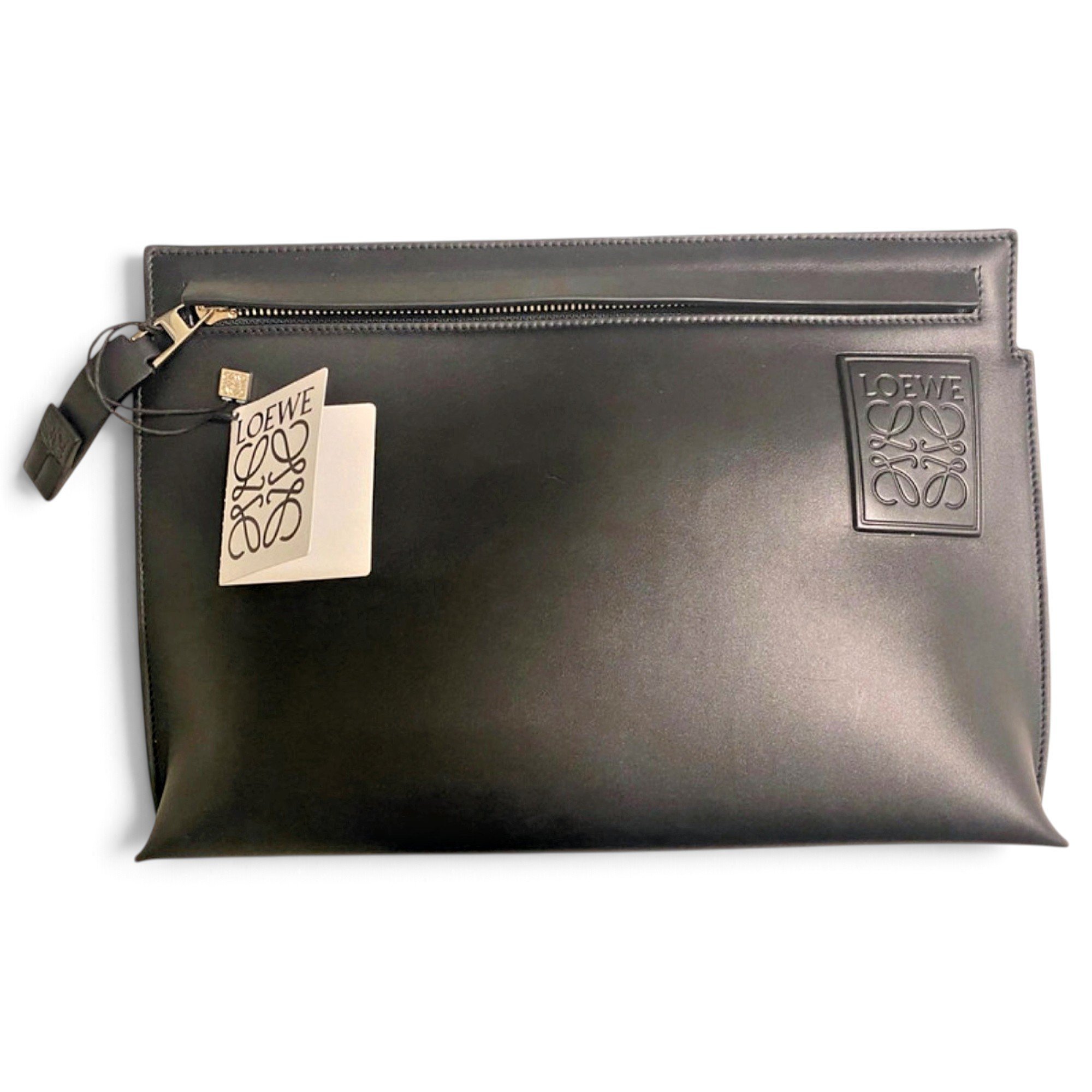 T Pouch leather clutch bag