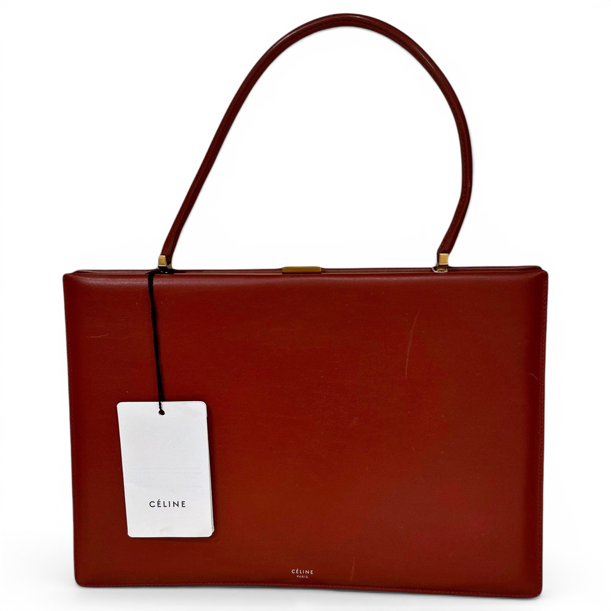 Clasp leather handbag