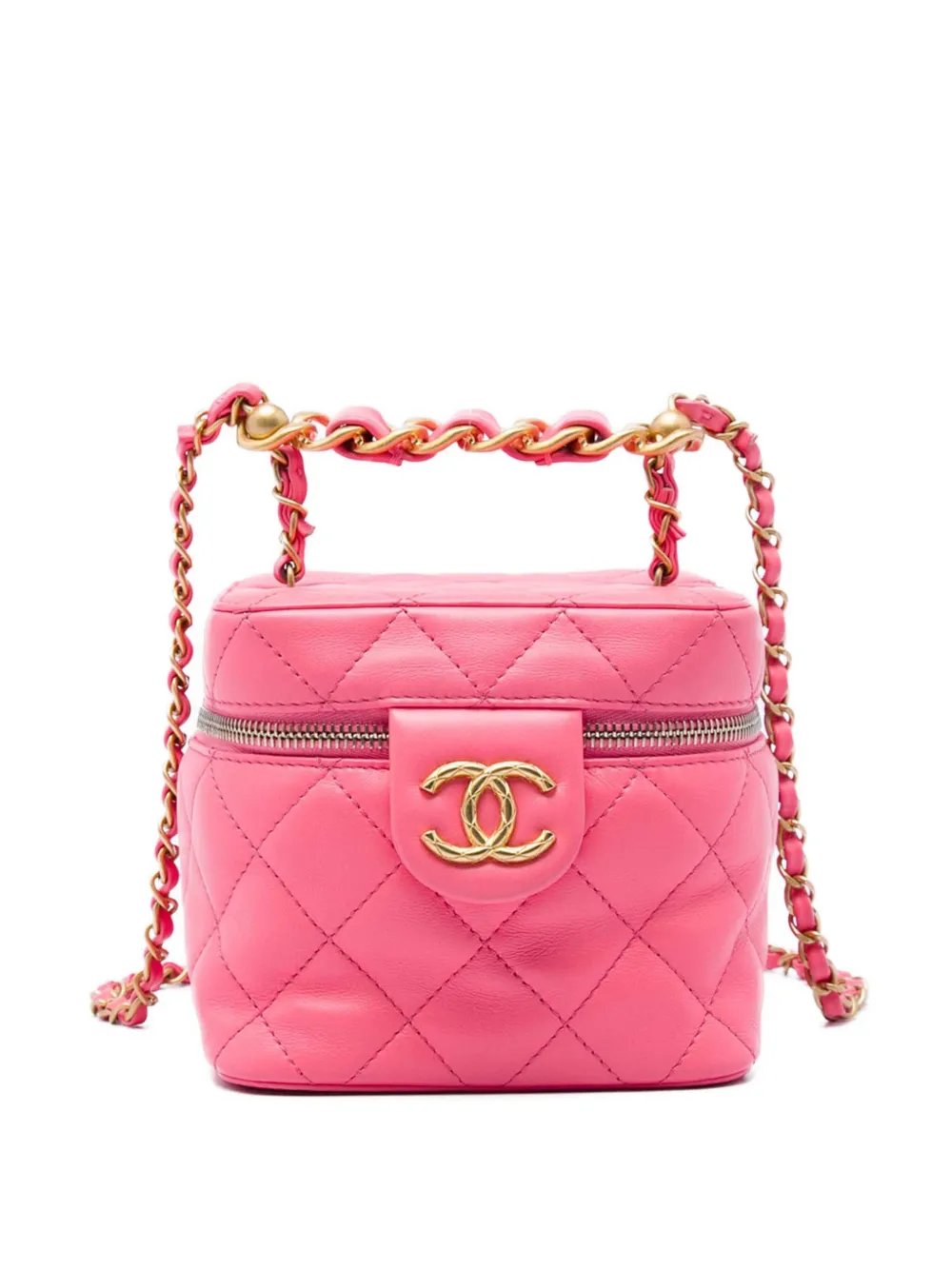 2021-2026 Small CC Quilted Lambskin Vanity Case With Chain satchel