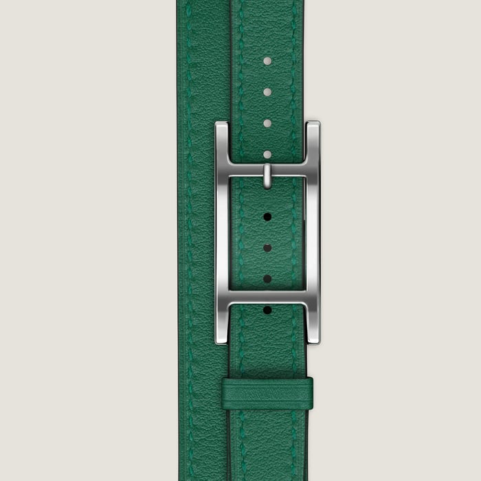 Vert Moyen Band Apple Watch Hermès Double Tour 42 MM Hapi Attelage