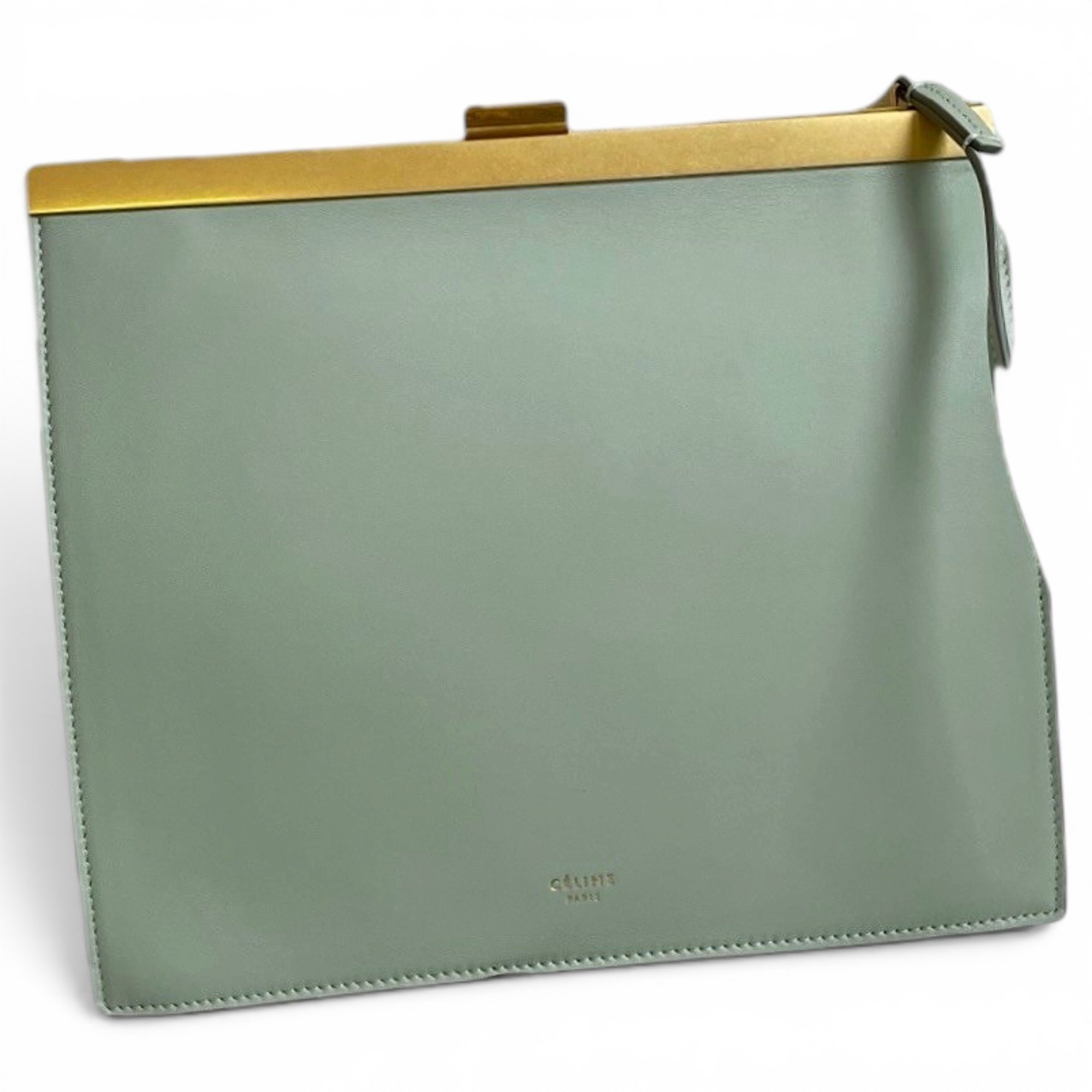 Clasp leather handbag