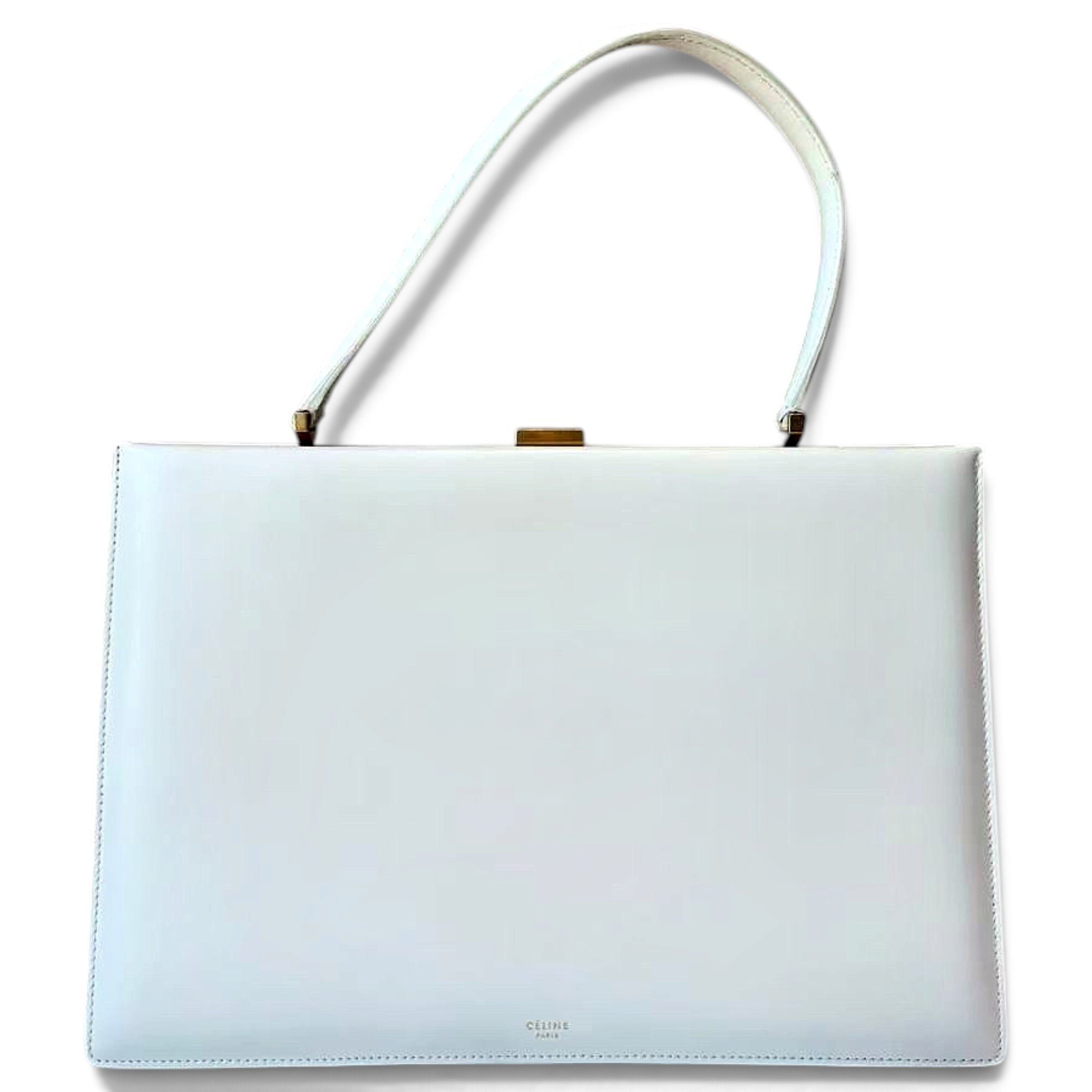 Clasp leather handbag