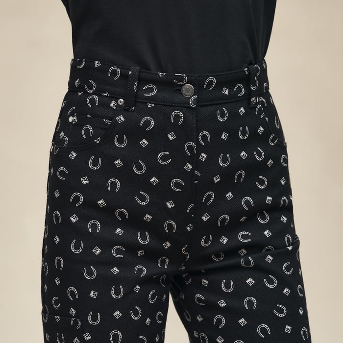 Noir "Porte-bonheur Bandana" Straight Leg Pants