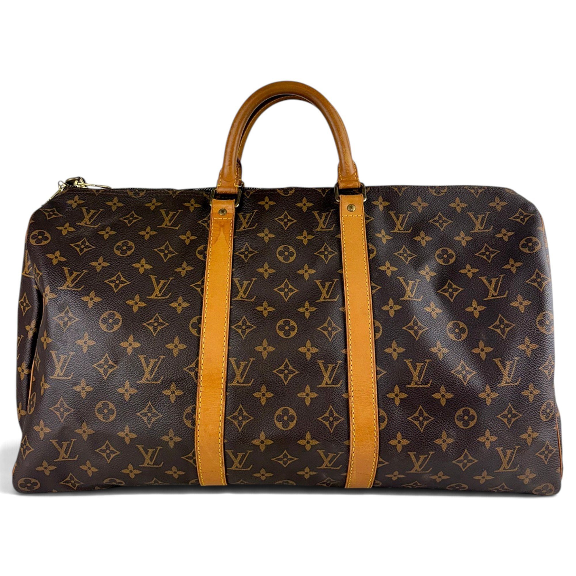 Louis Vuitton Keepall leather travel bag