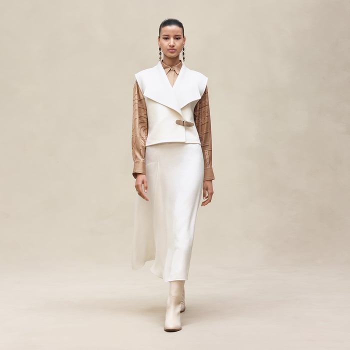 Blanc Naturel Cashmere Sleeveless Short Vest