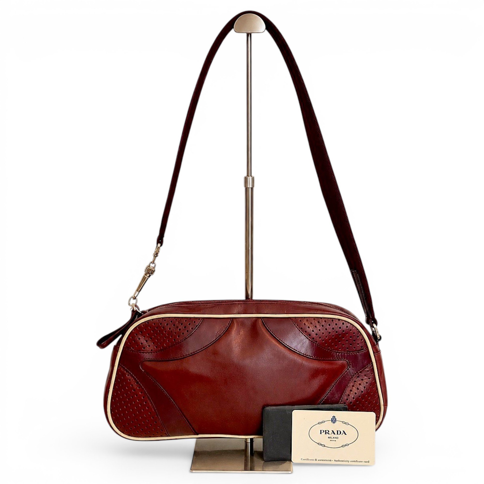 Bowling leather handbag