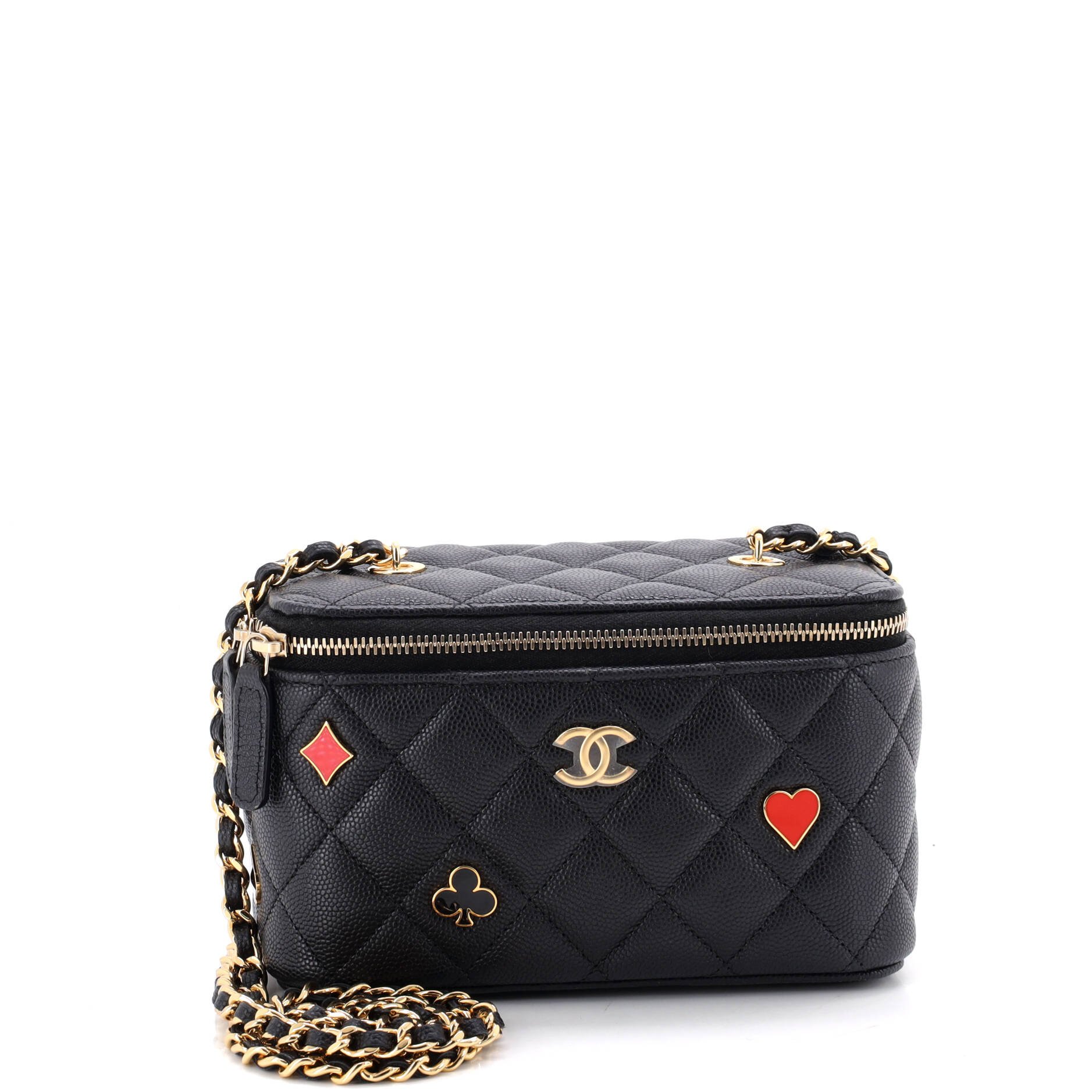 Coco Casino Vanity Case with Chain Quilted Caviar Small