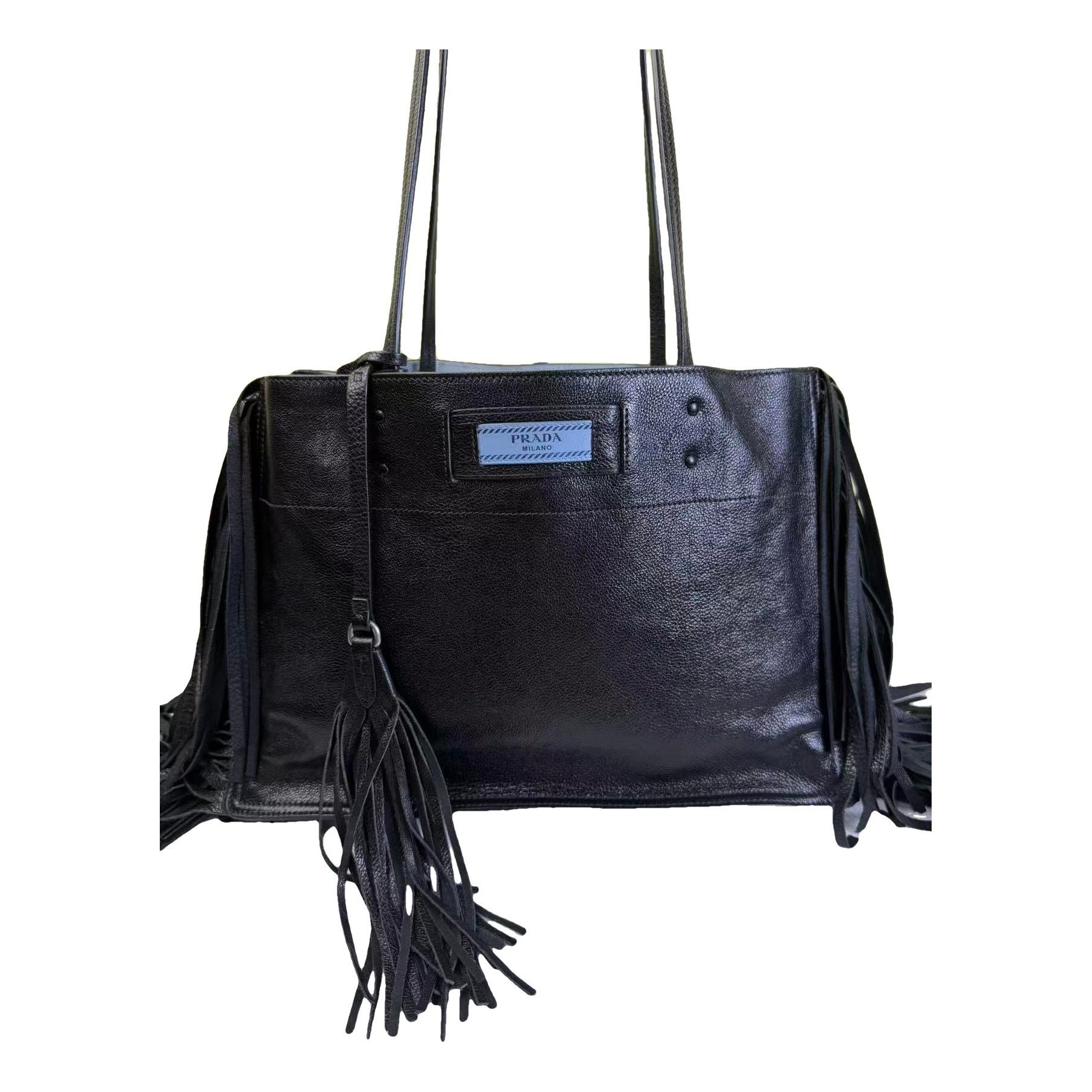 Etiquette leather handbag