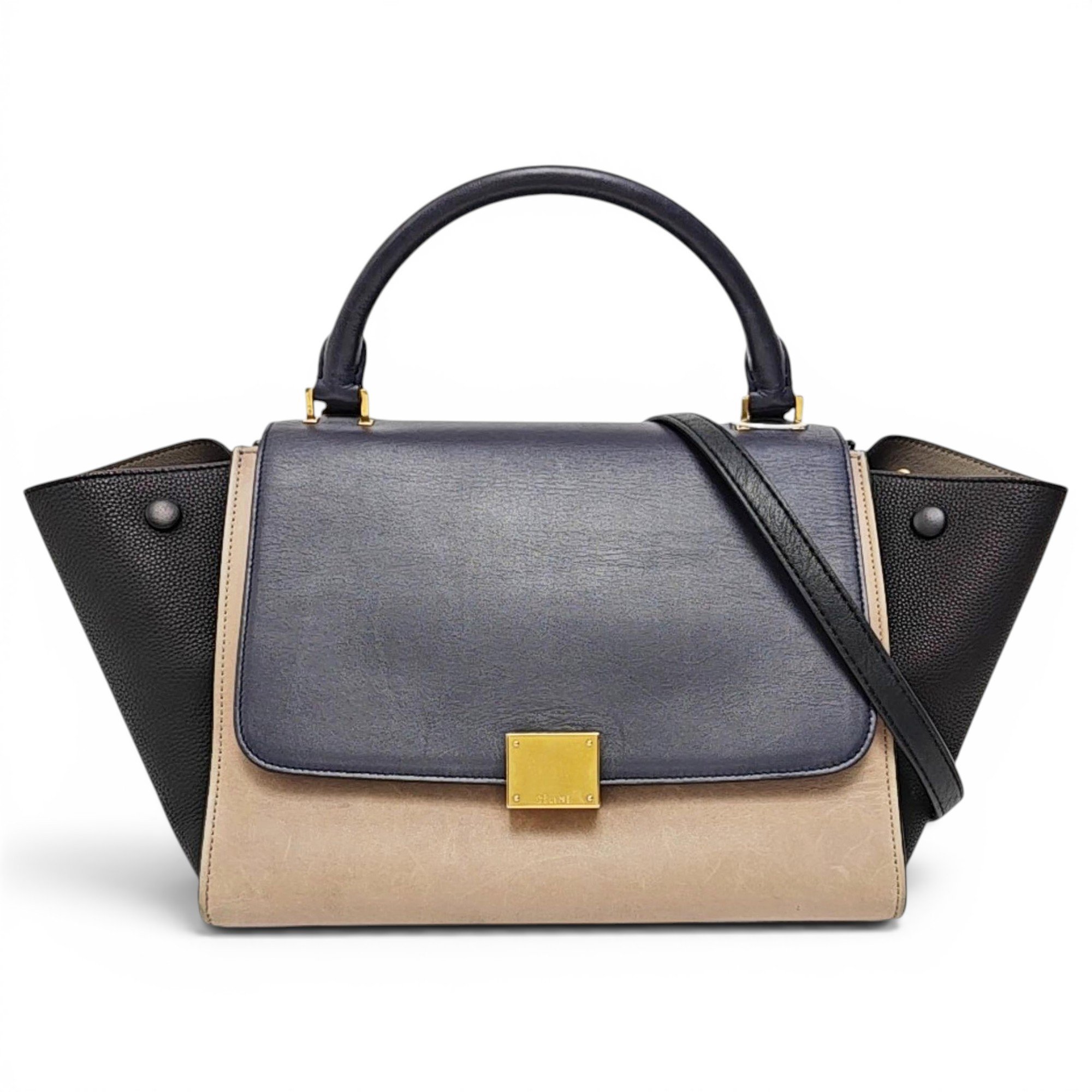 Trapèze leather handbag