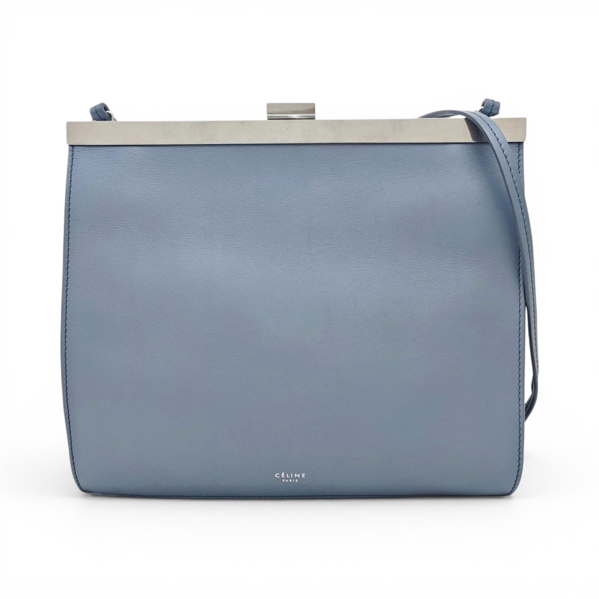 Clasp leather handbag