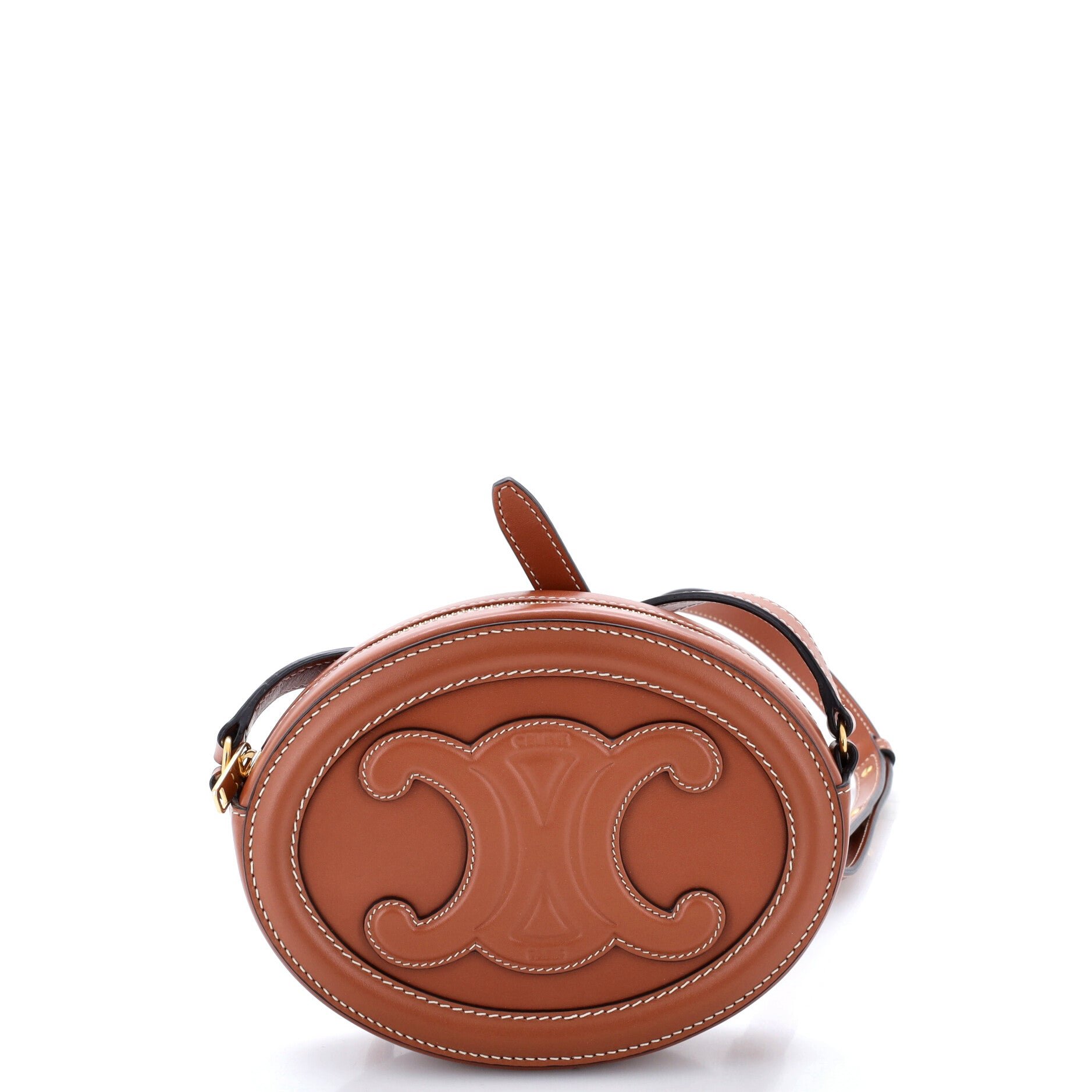 Triomphe Oval Crossbody Bag Leather Mini