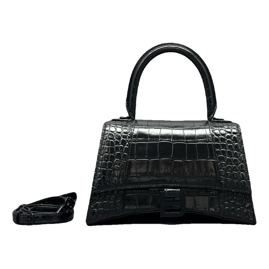Hourglass leather handbag