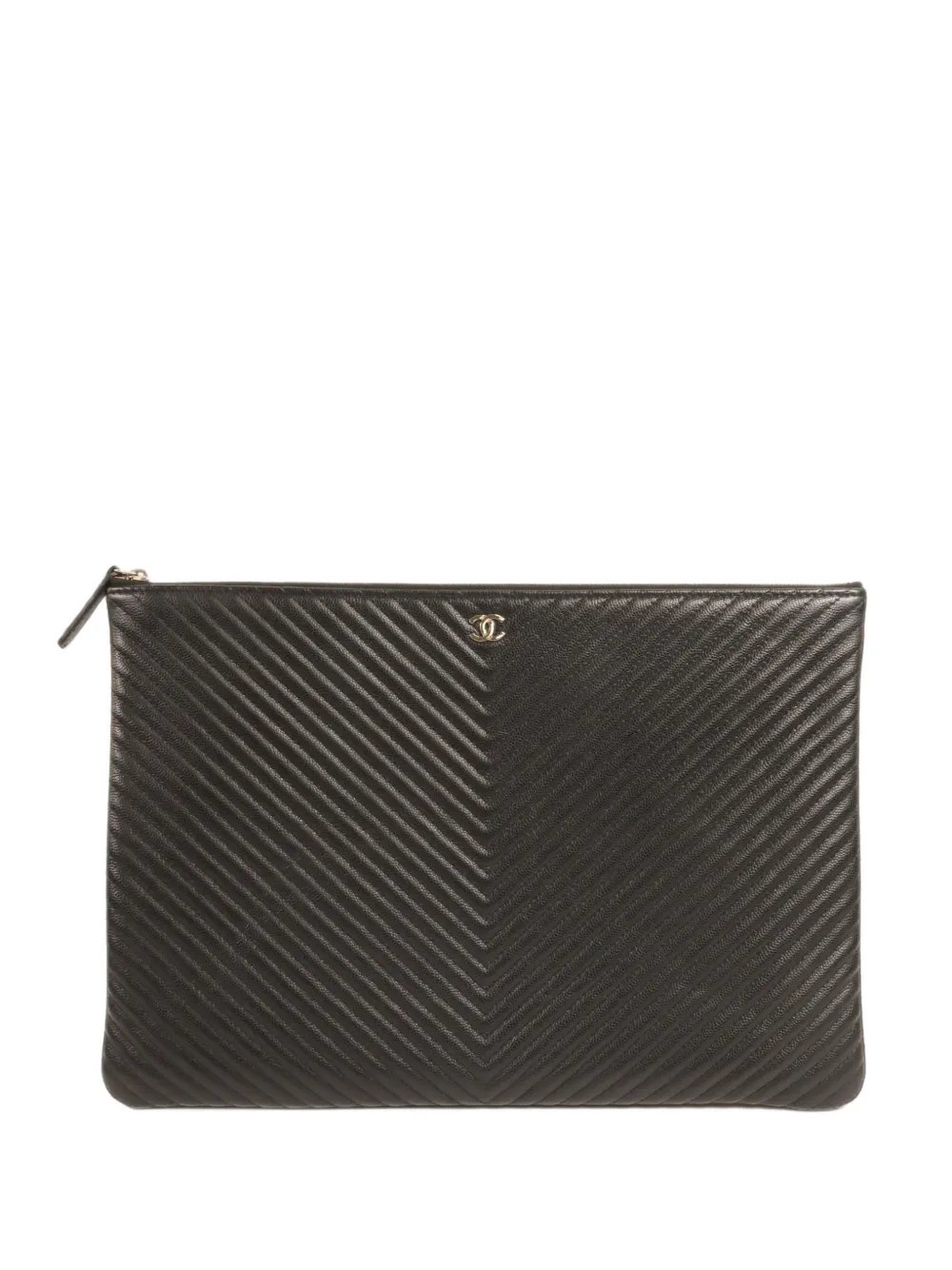 chevron-quilted CC clutch bag