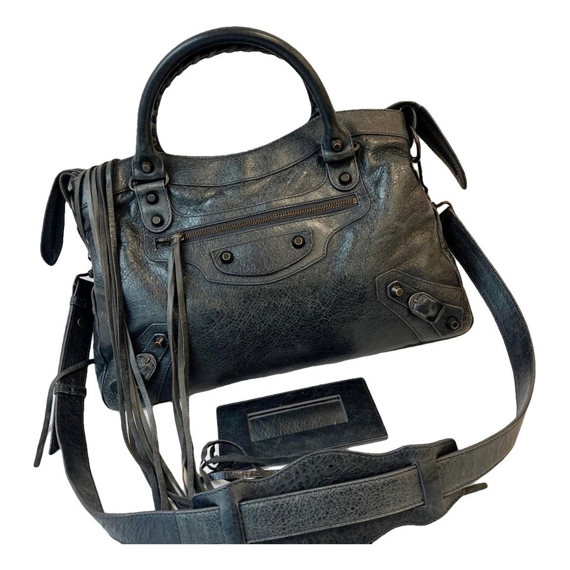 City leather handbag