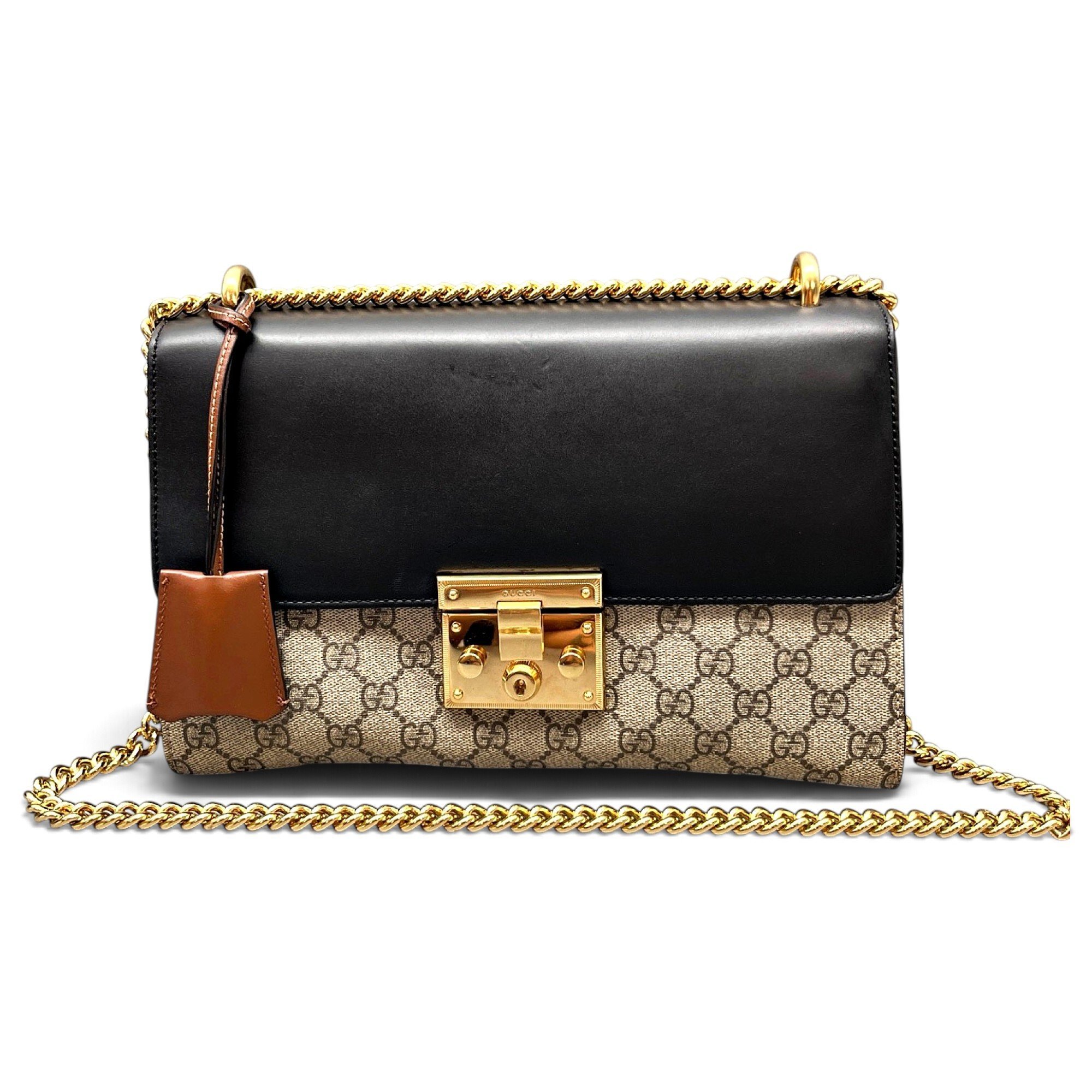 Padlock leather handbag